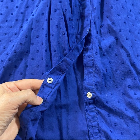 Adonna Blue Sleep Gown Textured Sleepwear long sleeve Button Down - Picture 7 of 12